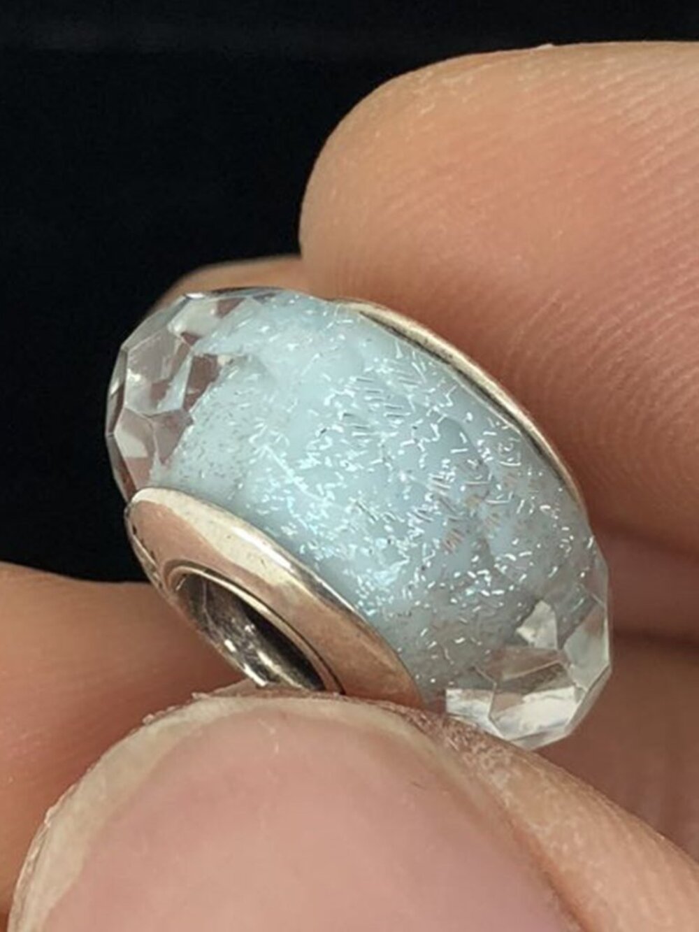 👍👍Pandora FROSTY MINT Shimmer Murano Glass Charm
